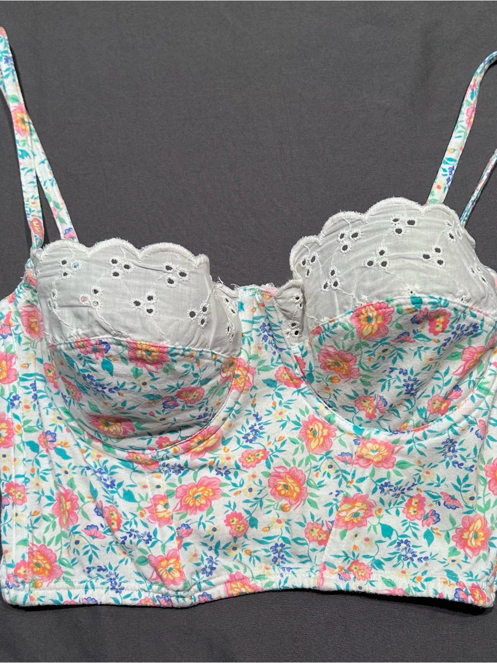 JCPenney Floral Eyelet Lace Bustier Corset Bra